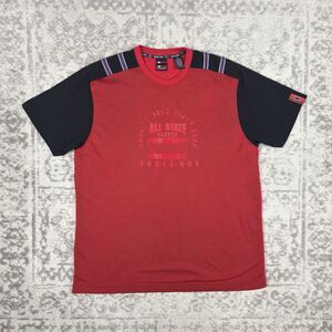 VTG Bugle Boy Shirt Adult Red Blue Ringer Grunge Skater Two Shirt Y2K Size Large